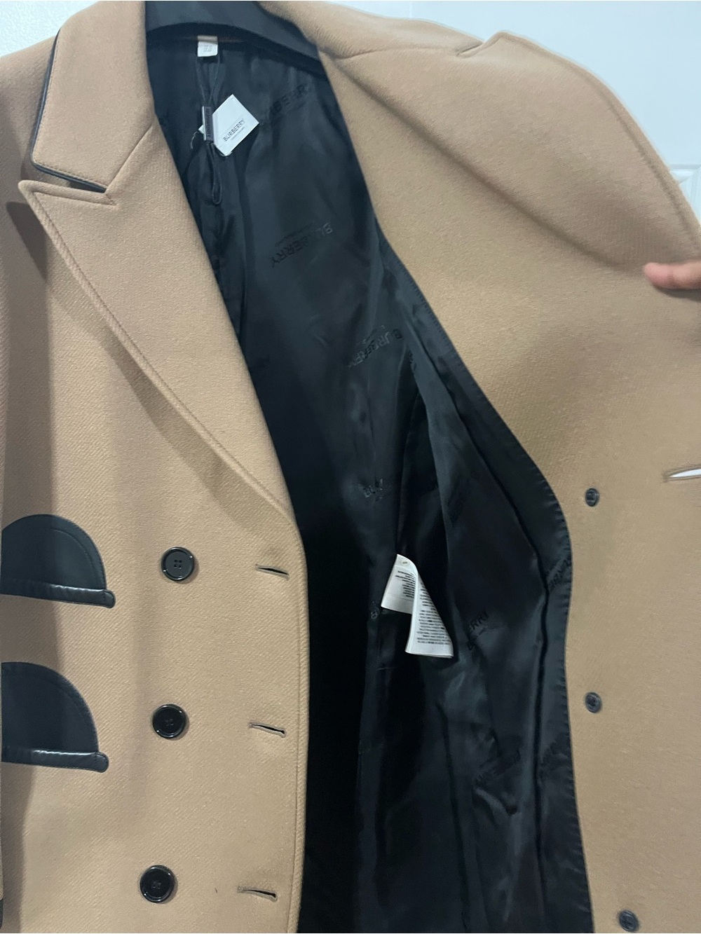 BURBERRY Lambskin Trim Wool Cashmere Blend Tailored Coat 10 Excellent Condition - Picture 6 of 7